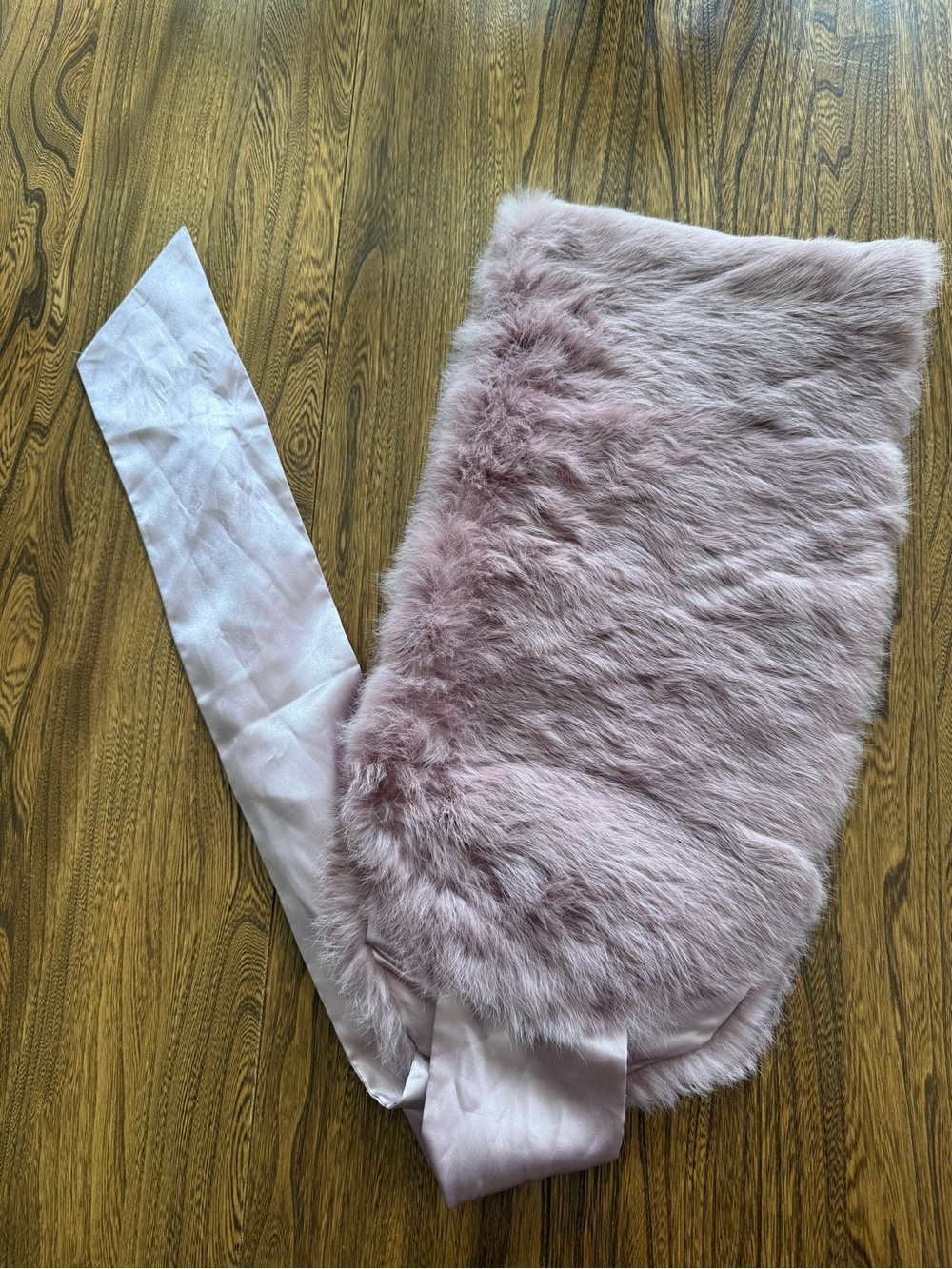 Danier Dusty Pink Rabbit Collar Wrap With Tie